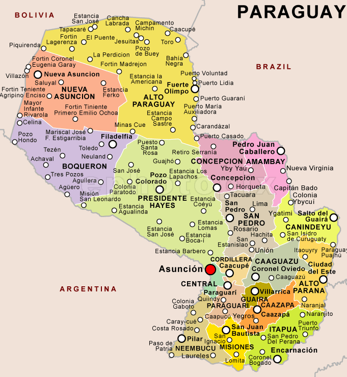 paraguay politisch map